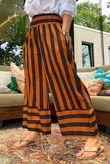 Bloc Stripe Wide Leg Pant Rust & Black